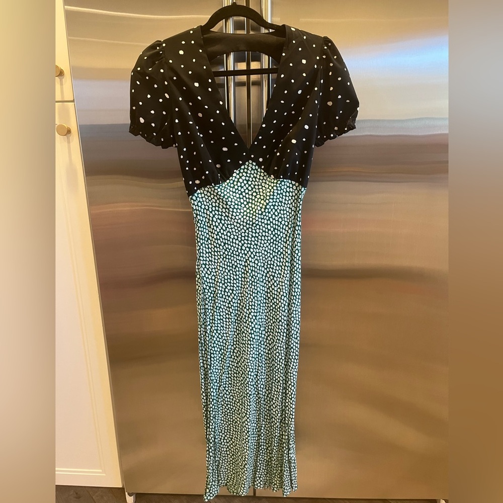 Backless Floral & Polka Dot Midi Dress